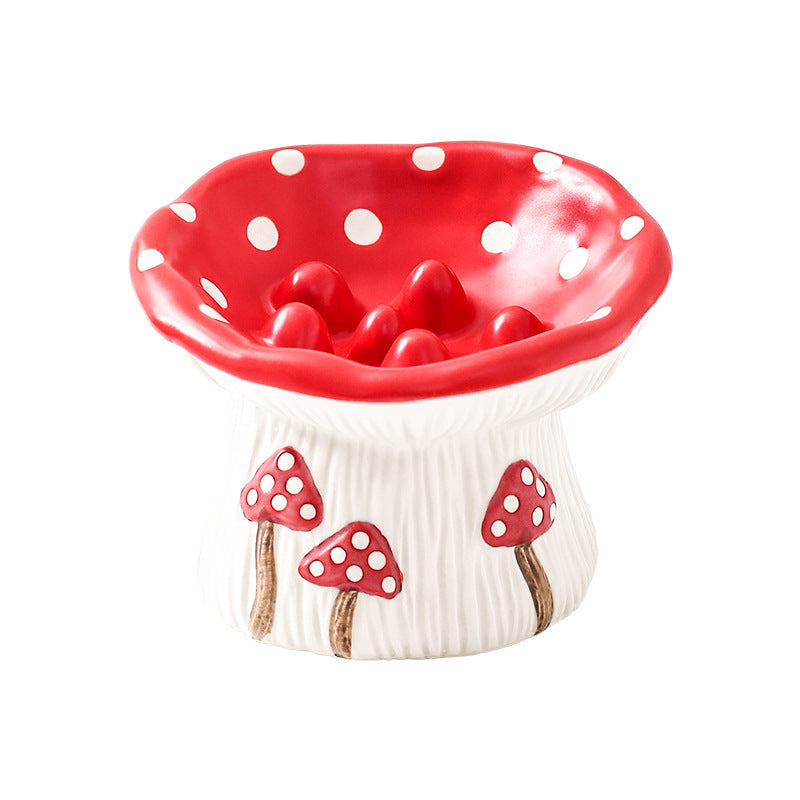 Creative Mushroom Modeling Tall Pet Bowl Cute Cat Bowl Dog Bowl Household Cat Dog Food Basin Drinking Water Bowl Cat Rice Bowl
