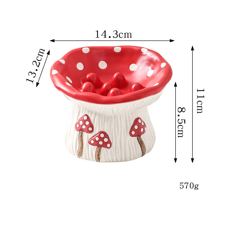 Creative Mushroom Modeling Tall Pet Bowl Cute Cat Bowl Dog Bowl Household Cat Dog Food Basin Drinking Water Bowl Cat Rice Bowl