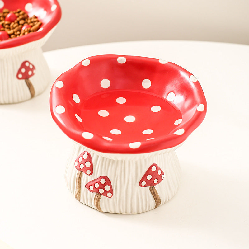 Creative Mushroom Modeling Tall Pet Bowl Cute Cat Bowl Dog Bowl Household Cat Dog Food Basin Drinking Water Bowl Cat Rice Bowl