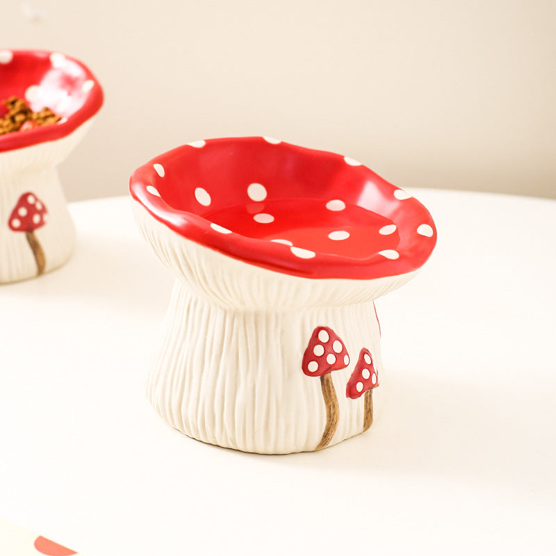 Creative Mushroom Modeling Tall Pet Bowl Cute Cat Bowl Dog Bowl Household Cat Dog Food Basin Drinking Water Bowl Cat Rice Bowl